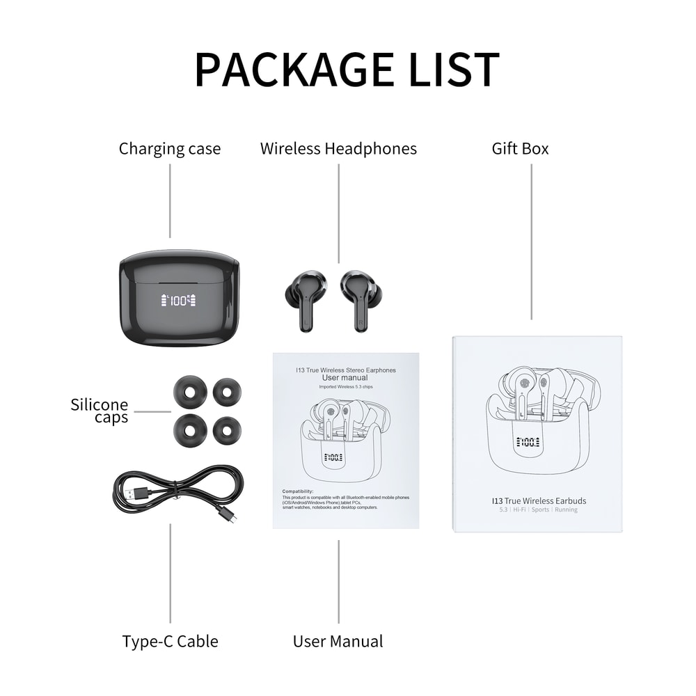 Wireless Earphones Touch BLAST Earbuds with Digital Display and TWS Noise Cancellation Bluetooth Headset