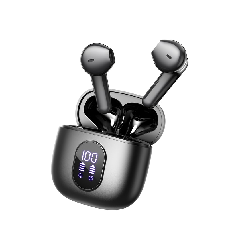 Bluetooth ENC Earphones True Wireless Stereo With Noise Cancellation Digital Display TWS Earbuds W 5