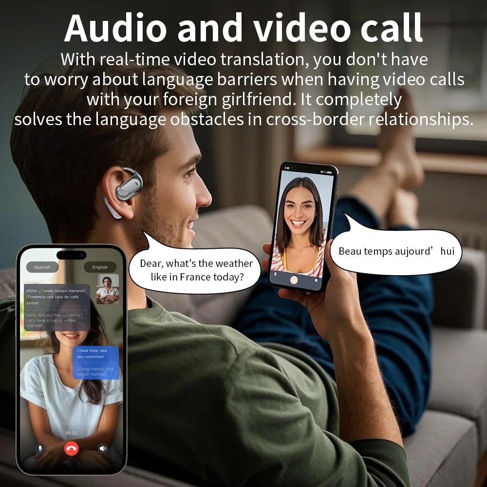 AI Translation Earbuds Bluetooth Smart Translation Headphones with Real Time Touch Screen for Work and Travel