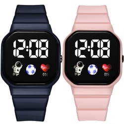 kids sport led digital watch waterproof silicone strap, electronic wristwatch for boys & girls