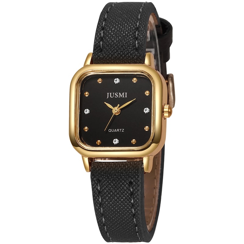 Fashion Ladies Quartz Watch with Square Dial and Leather Strap Perfect for Christmas & Halloween Gifts