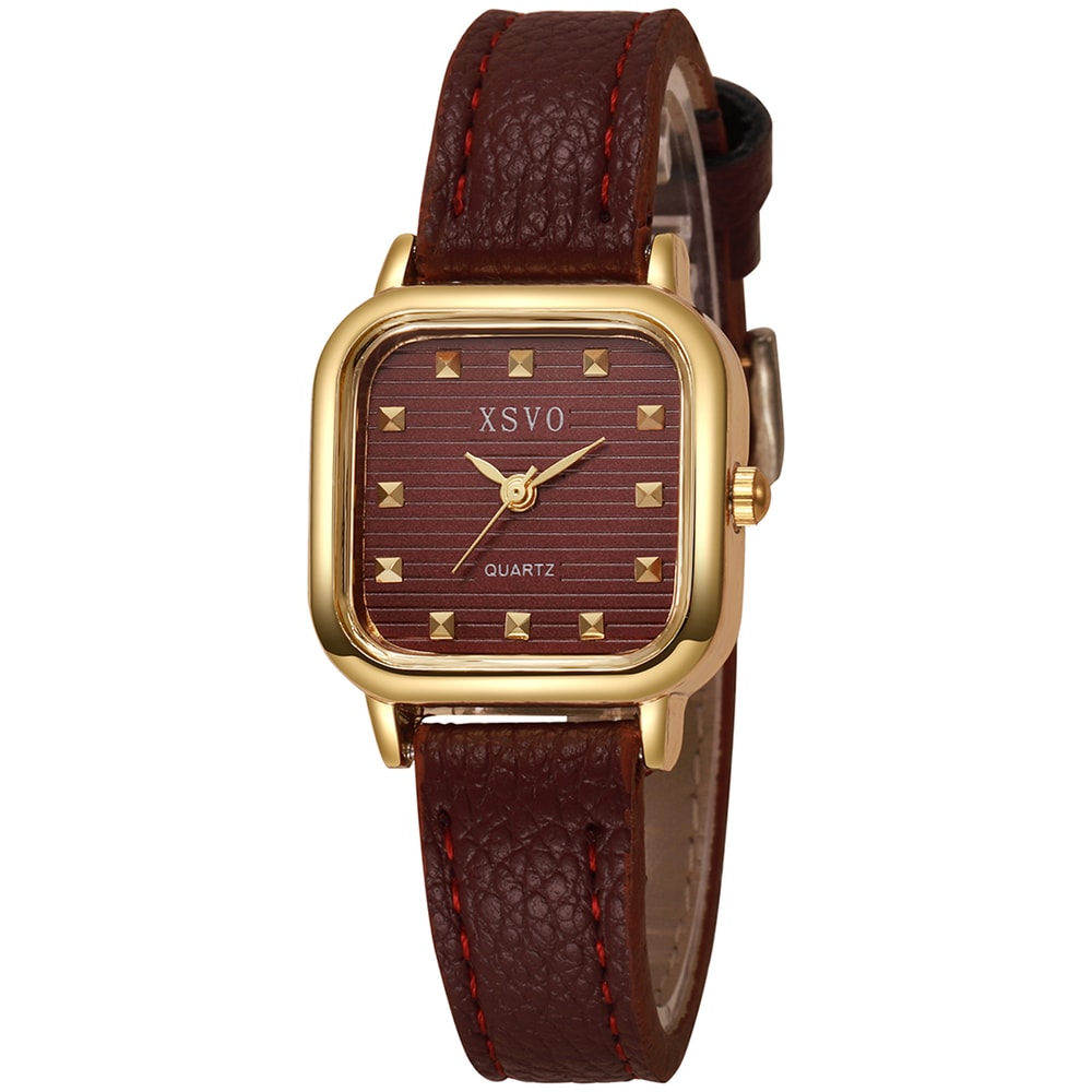 Fashion Ladies Quartz Watch with Square Dial and Leather Strap Perfect for Christmas & Halloween Gifts