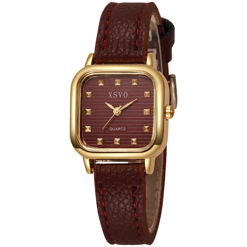 Fashion Ladies Quartz Watch with Square Dial and Leather Strap Perfect for Christmas & Halloween Gifts