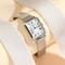Elegant Roman Scale Dial Womens Quartz Watch with Steel Band