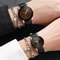Couples Watches with Rhinestone Accents & Leather Bands Magnetic Heart Bracelet Set for Men & Women