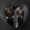 Couples Watches with Rhinestone Accents & Leather Bands Magnetic Heart Bracelet Set for Men & Women