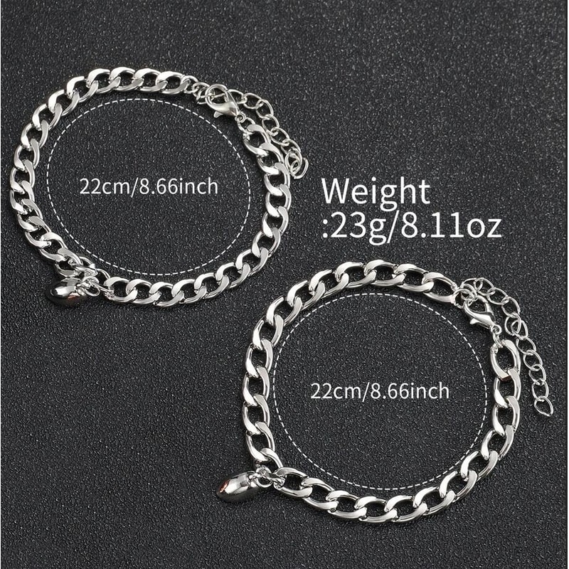 Couples Watches with Rhinestone Accents & Leather Bands Magnetic Heart Bracelet Set for Men & Women