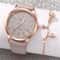 Elegant Women's Rose Flower Bracelet Watch Shiny PU Leather Analog Quartz Timepiece