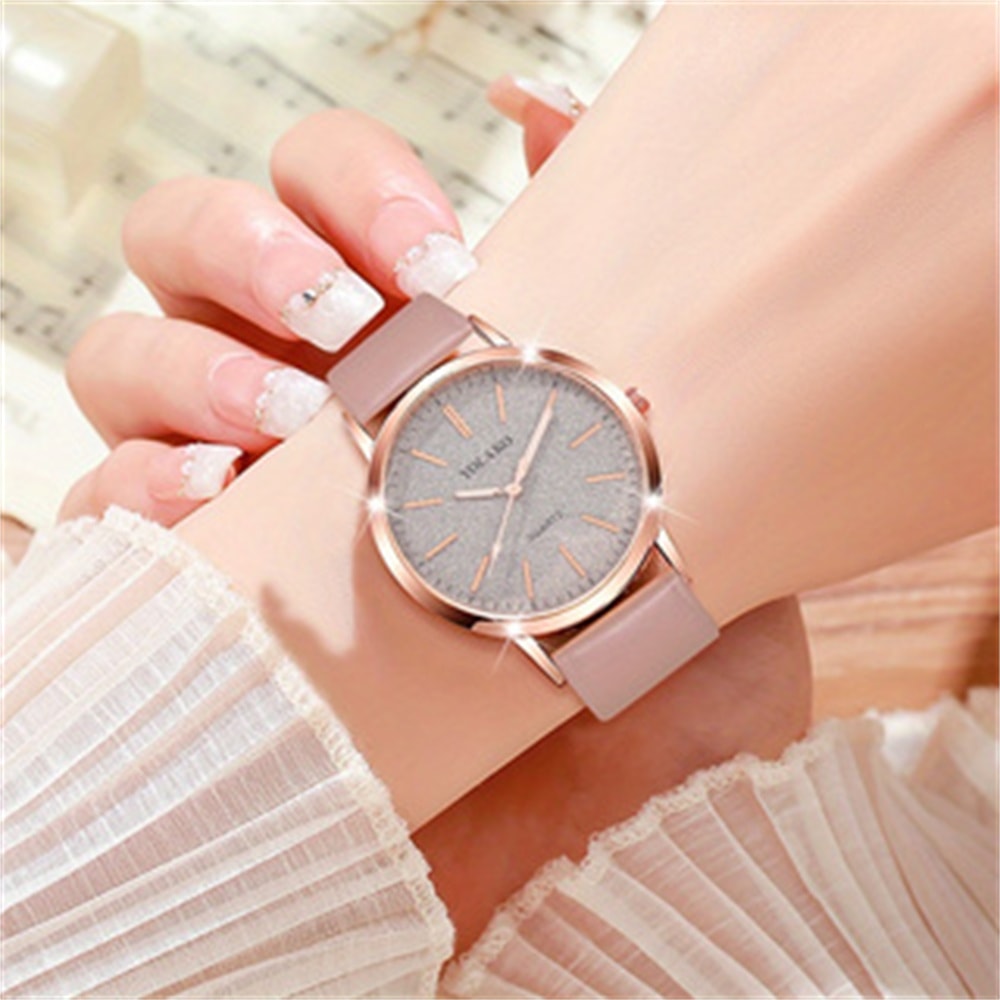 Elegant Women's Rose Flower Bracelet Watch Shiny PU Leather Analog Quartz Timepiece