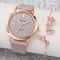 Elegant Women's Rose Flower Bracelet Watch Shiny PU Leather Analog Quartz Timepiece
