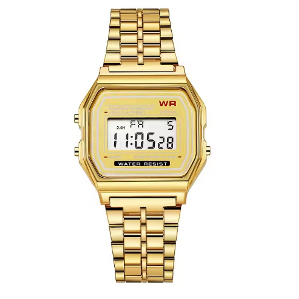 Luxury Digital Display Gold Rose Watch for Men and Women Elegant Electronic Timepiece