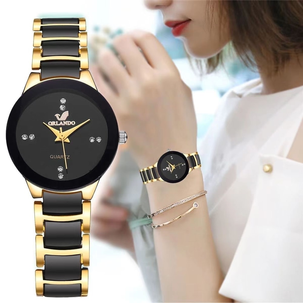 Fashion Rhinestone Stainless Steel Women's Watch Elegant Analog Quartz Timepiece