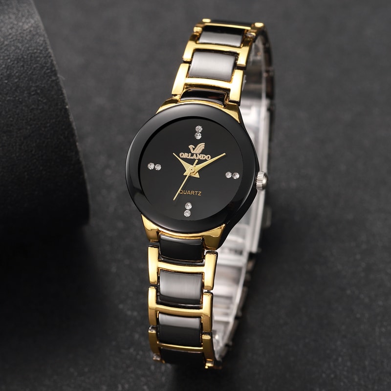Fashion Rhinestone Stainless Steel Women's Watch Elegant Analog Quartz Timepiece
