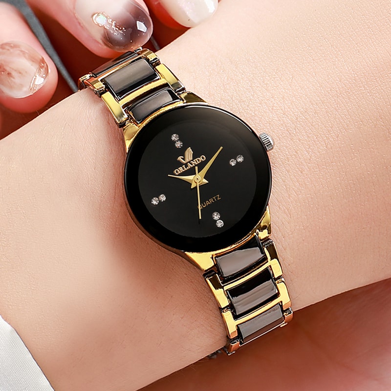 Fashion Rhinestone Stainless Steel Women's Watch Elegant Analog Quartz Timepiece