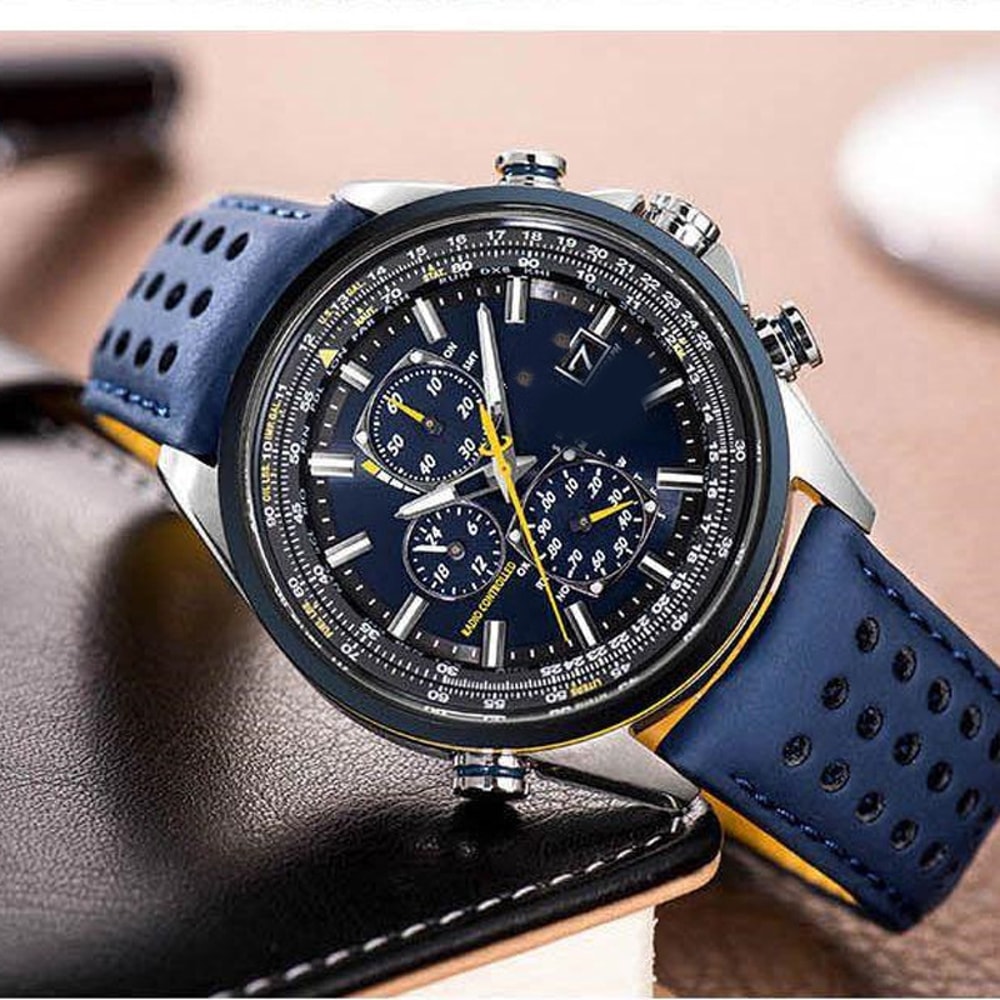 Blue Angels Mens Military Aviation Chronograph Watch With Stainless Steel Band 0