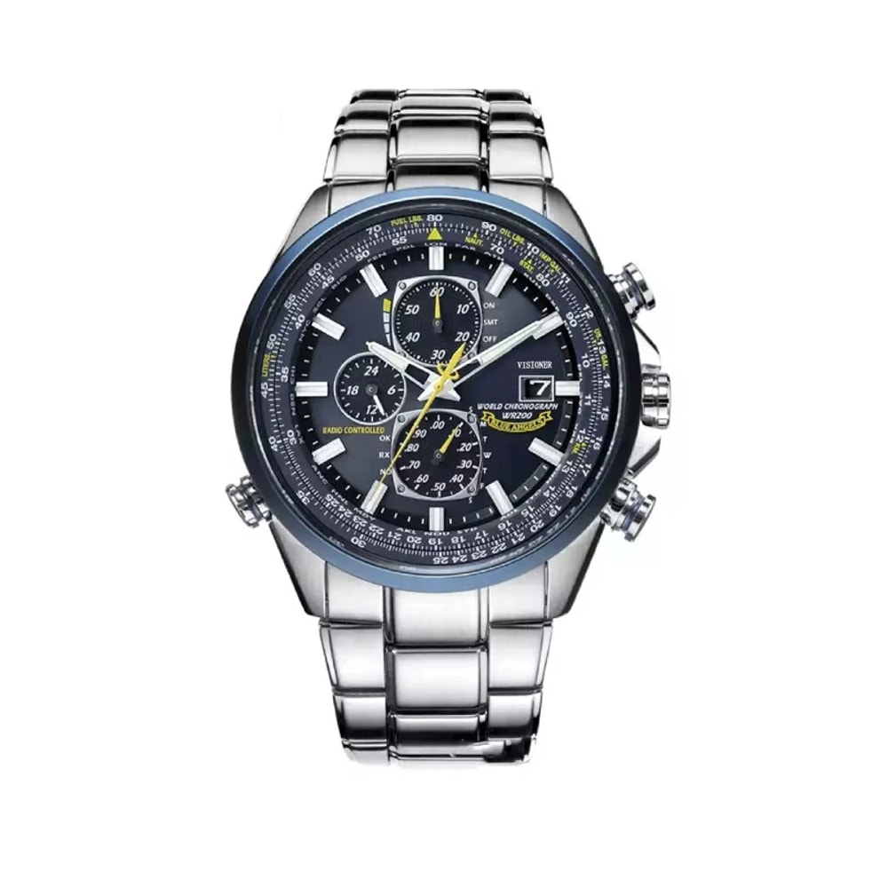 Blue Angels Mens Military Aviation Chronograph Watch With Stainless Steel Band 4