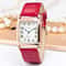 Luxury Rose Gold Square Womens Quartz Watch with Red Leather Strap