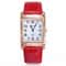 Luxury Rose Gold Square Womens Quartz Watch with Red Leather Strap