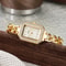 Ladies Luxury Quartz Watch with Diamond-Inlaid Buckle and Steel Strip