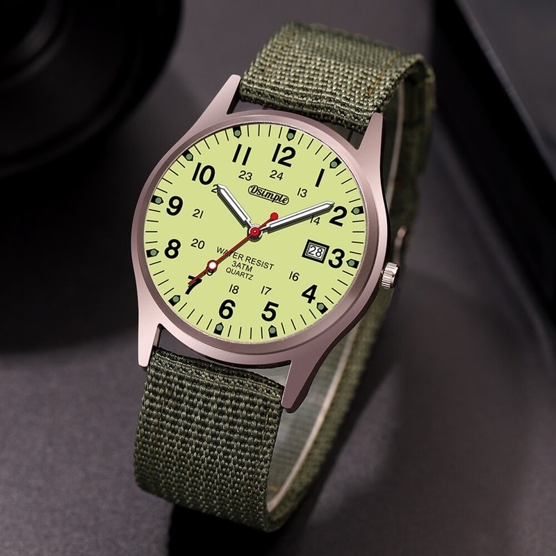 Luxury Military Sports Quartz Wristwatch For Men Luminous Nylon Band Casual Watch With Calendar 0