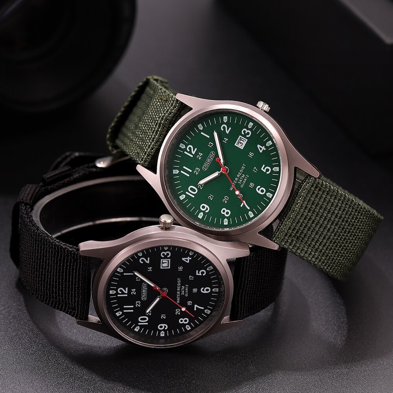 Luxury Military Sports Quartz Wristwatch For Men Luminous Nylon Band Casual Watch With Calendar 1