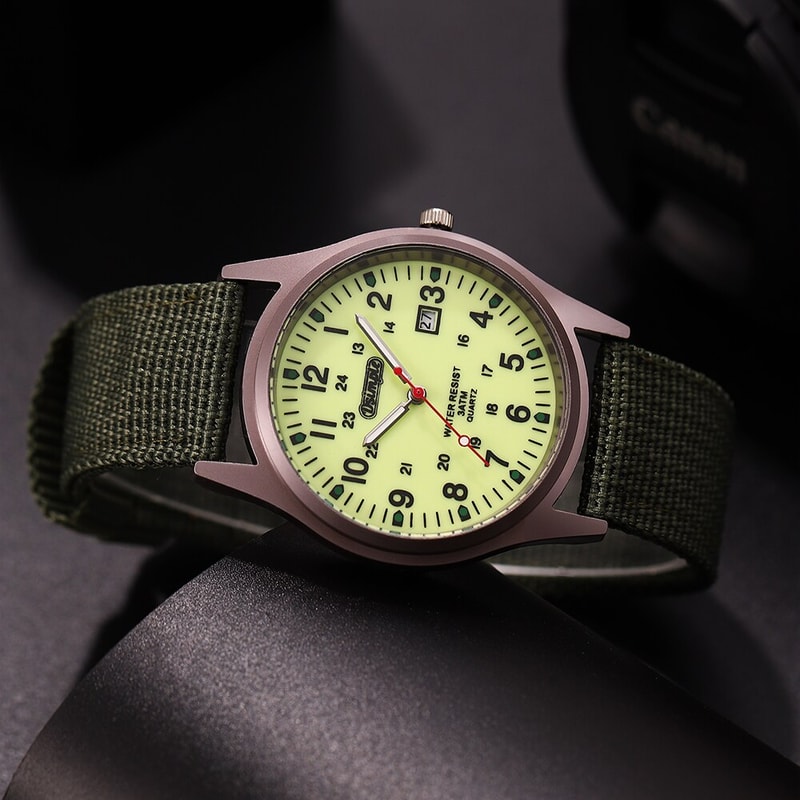 Luxury Military Sports Quartz Wristwatch For Men Luminous Nylon Band Casual Watch With Calendar 2