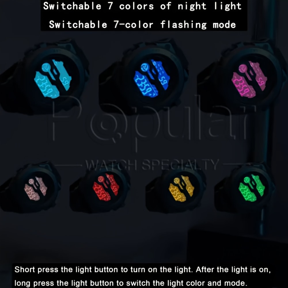 Multifunction Waterproof Mens Sports Watch with LED Display and Alarm