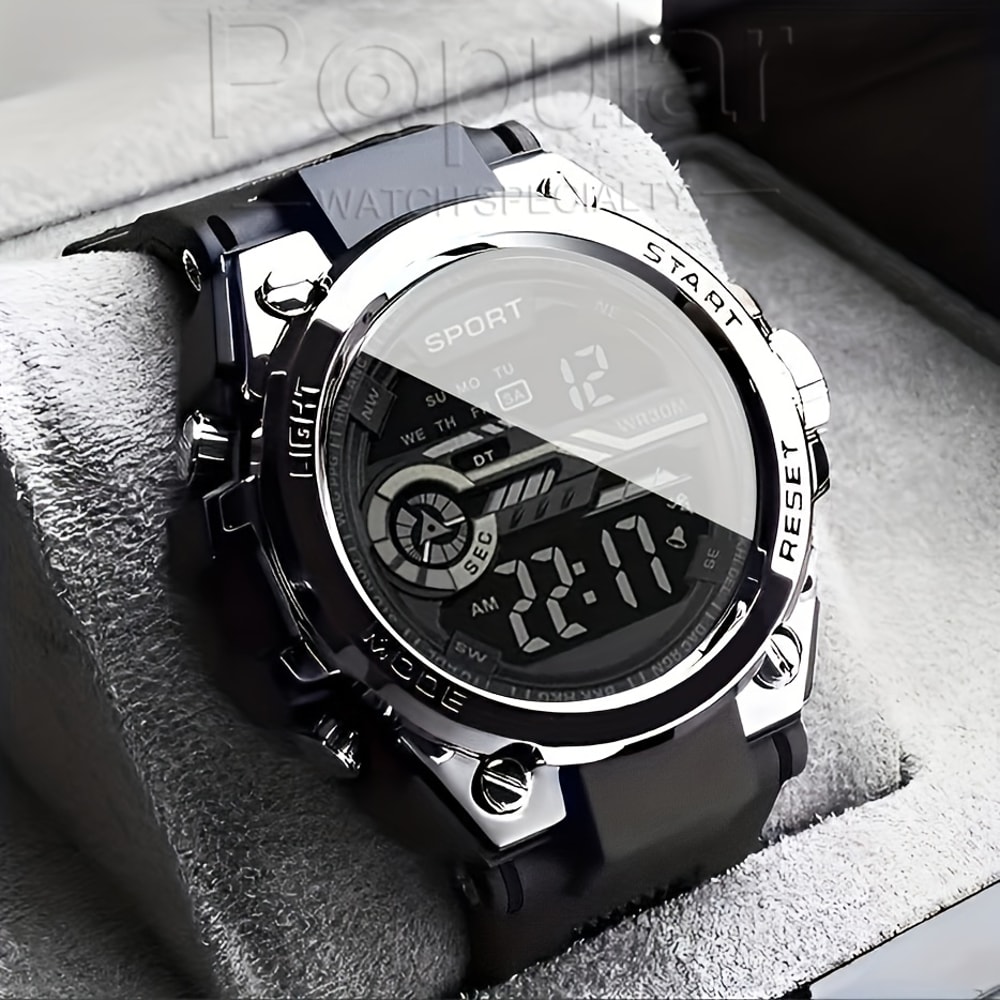 Multifunction Waterproof Mens Sports Watch with LED Display and Alarm