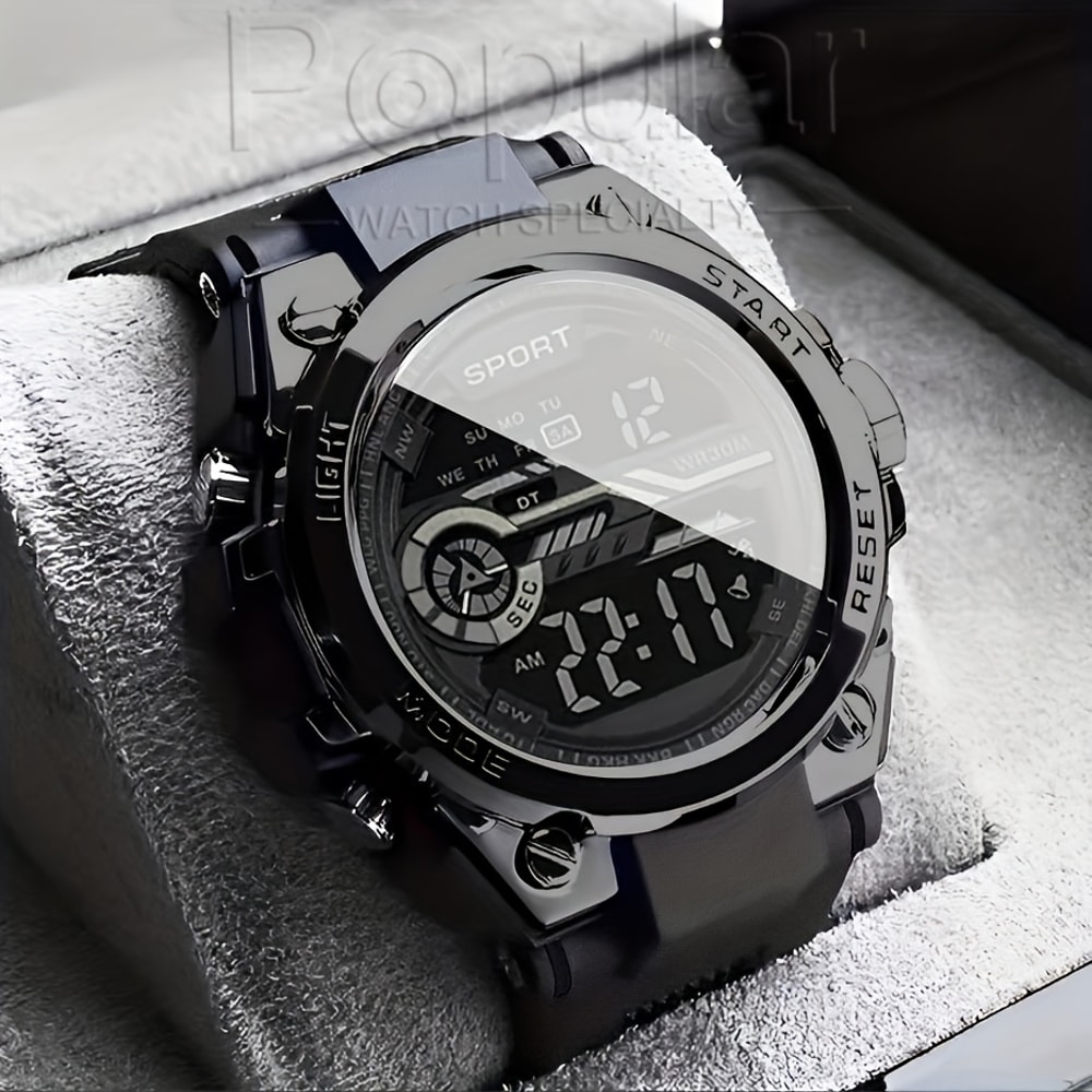 Multifunction Waterproof Mens Sports Watch with LED Display and Alarm