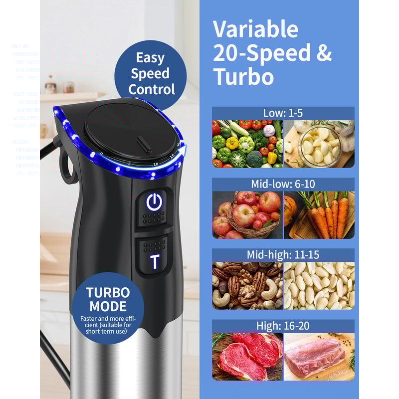 Immersion Handheld Blender Kitchen Mixer For Smoothies Soups And Baby Food 3