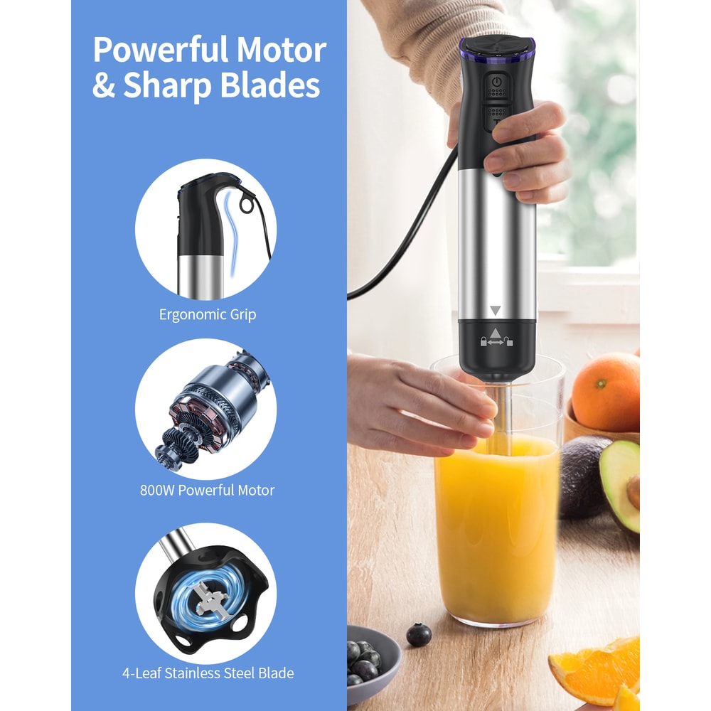 Immersion Handheld Blender Kitchen Mixer For Smoothies Soups And Baby Food 4