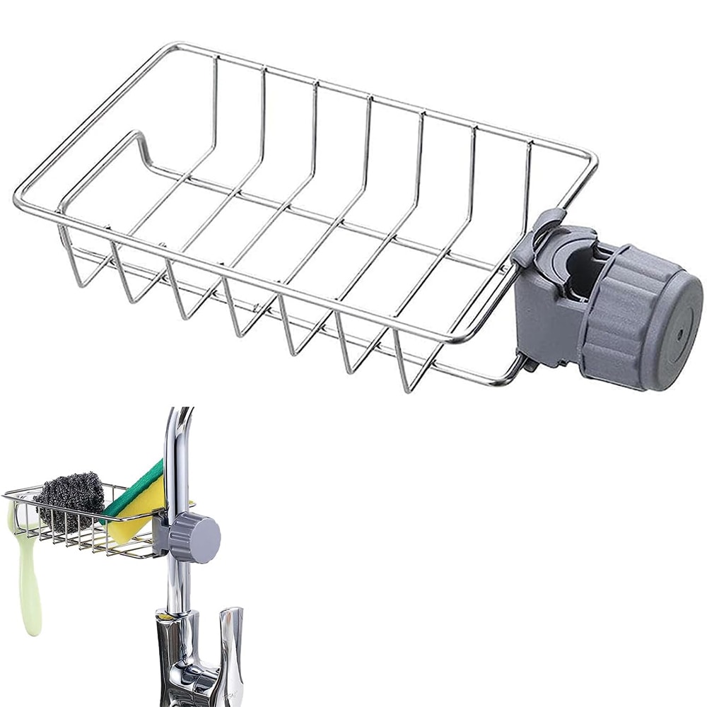 Flexible Kitchen Sink Drain Rack Sponge & Soap Storage Organizer with Towel Holder