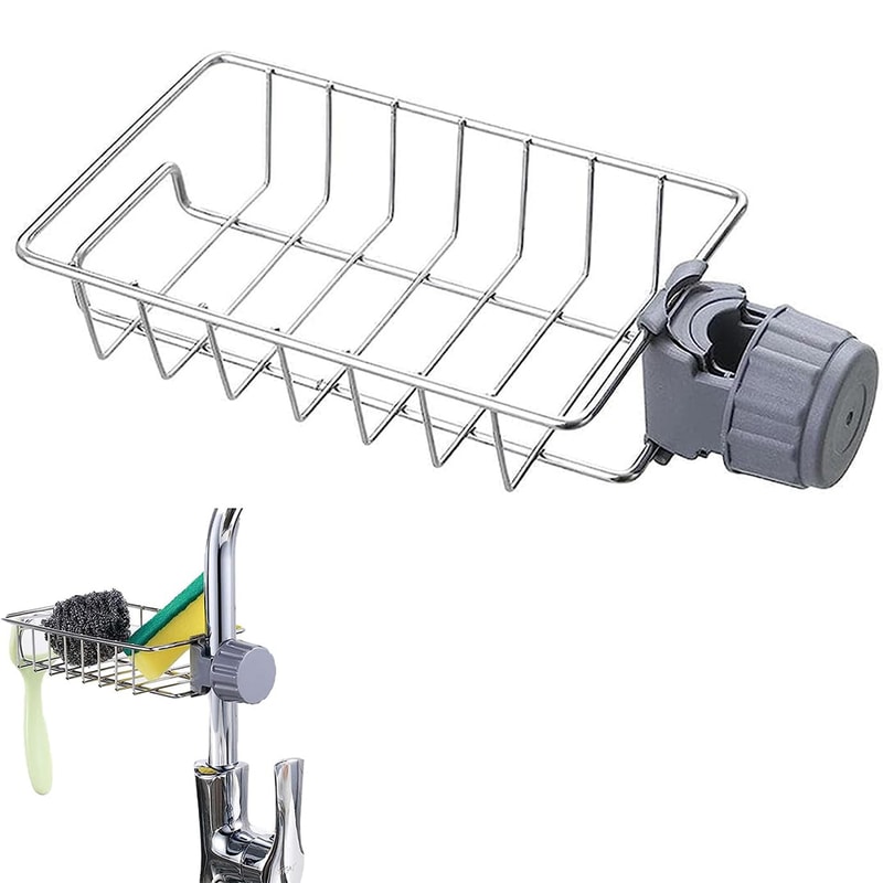 Flexible Kitchen Sink Drain Rack Sponge & Soap Storage Organizer with Towel Holder