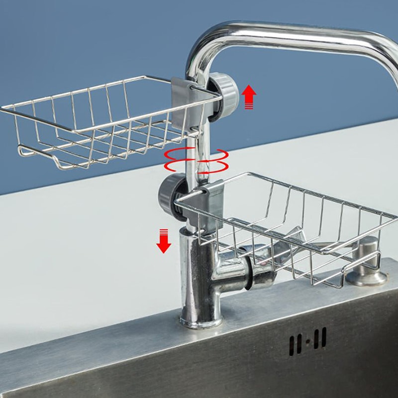 Flexible Kitchen Sink Drain Rack Sponge & Soap Storage Organizer with Towel Holder