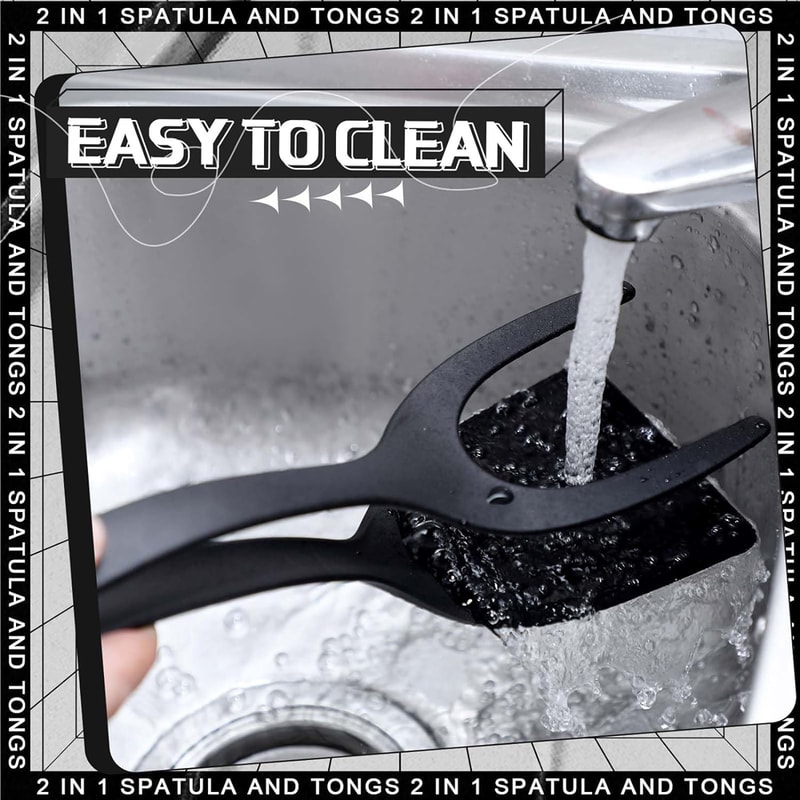 Grip Flip Spatula Clamp Turner Non-Stick Kitchen Tool for Eggs, Pancakes & Omelettes