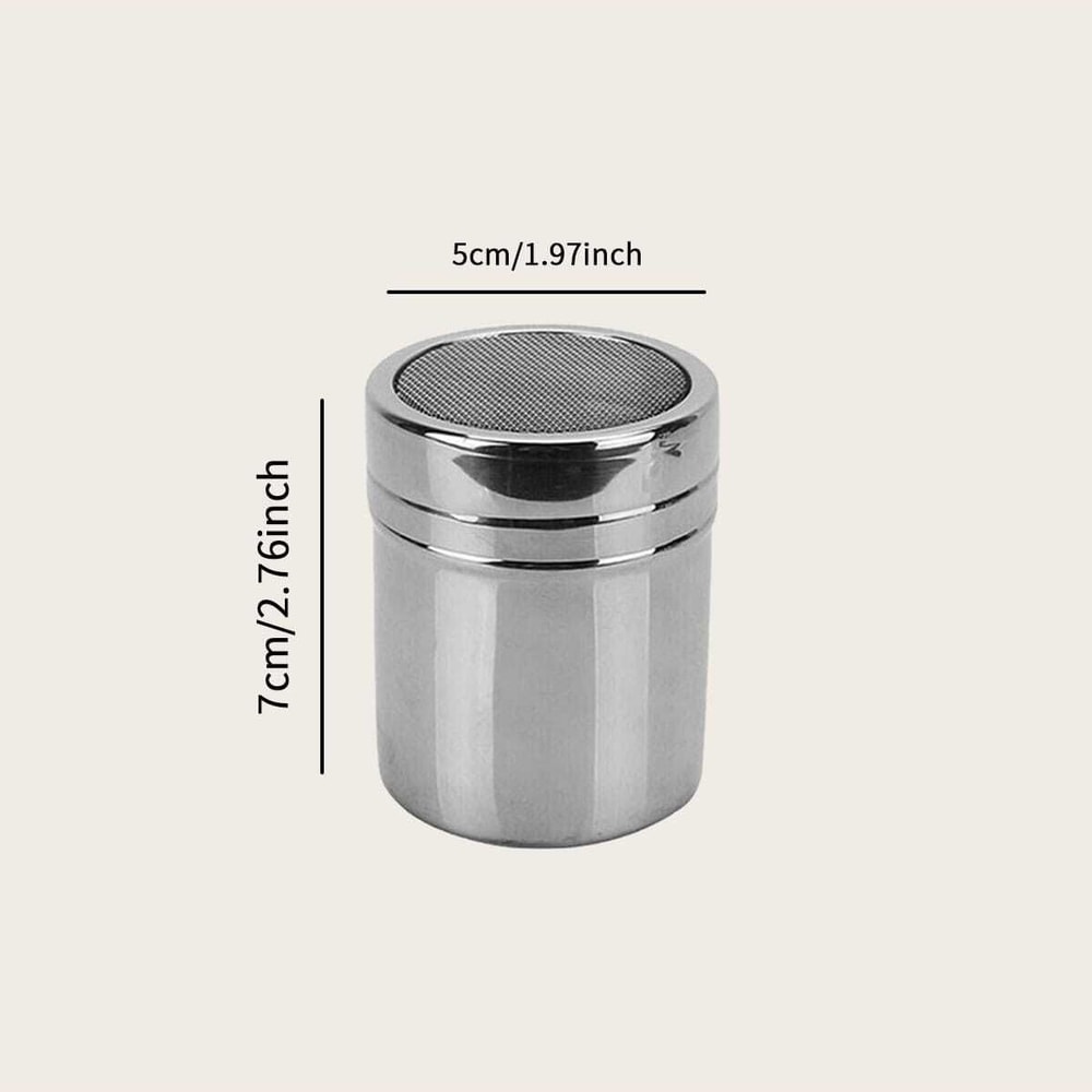 Silver Stainless Steel Spice Shaker Set Salt, Sugar, Pepper, Cocoa, and Icing Powder Dispensers