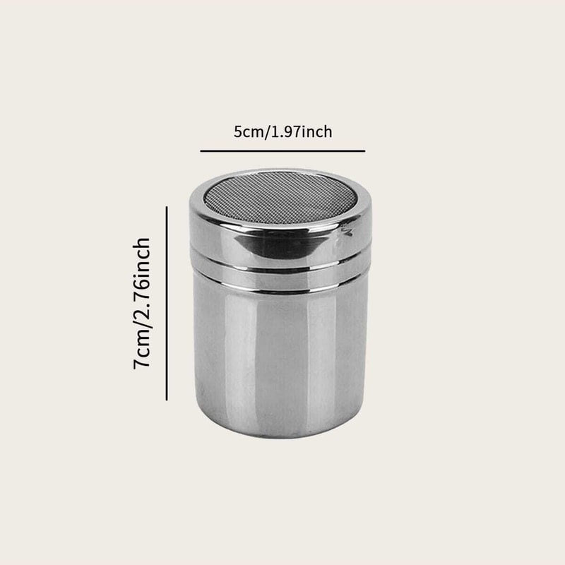 Silver Stainless Steel Spice Shaker Set Salt, Sugar, Pepper, Cocoa, and Icing Powder Dispensers