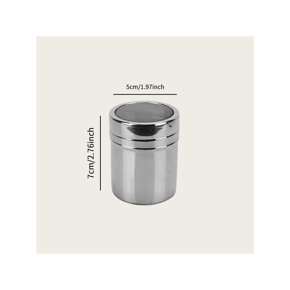 Silver Stainless Steel Spice Shaker Set Salt, Sugar, Pepper, Cocoa, and Icing Powder Dispensers