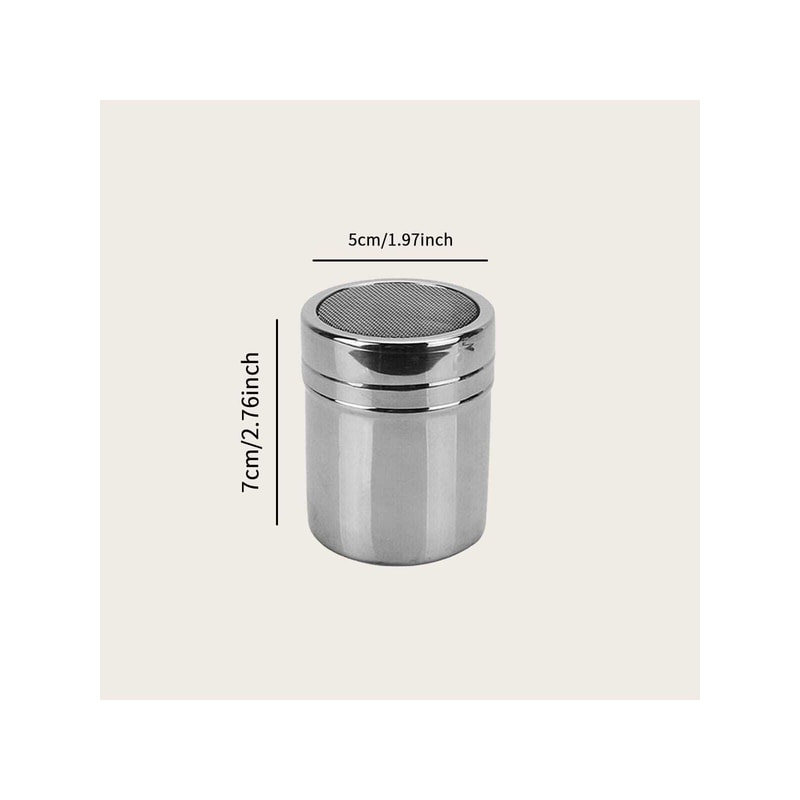 Silver Stainless Steel Spice Shaker Set Salt, Sugar, Pepper, Cocoa, and Icing Powder Dispensers