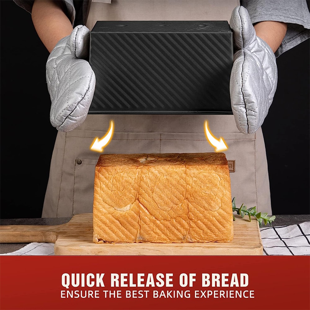 Pullman Loaf Pan With Lid NonStick Carbon Steel Bread Pan For Perfect Toast Cake Baking 5