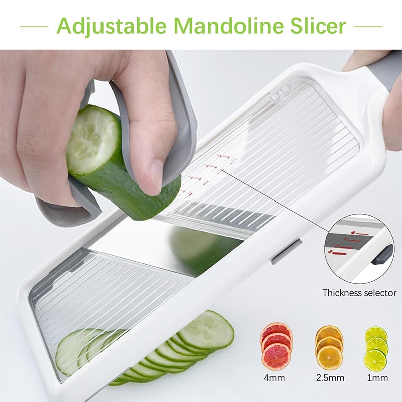 Multi Handheld Mandoline Slicer With Adjustable Stainless Steel Blade Kitchen Veggie Chopper Chees 1