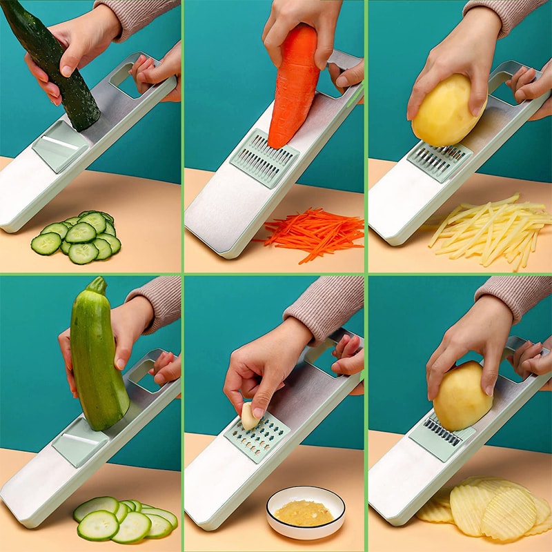 Vegetable Mandoline Slicer with Interchangeable Blades Julienne, Shredder, and More