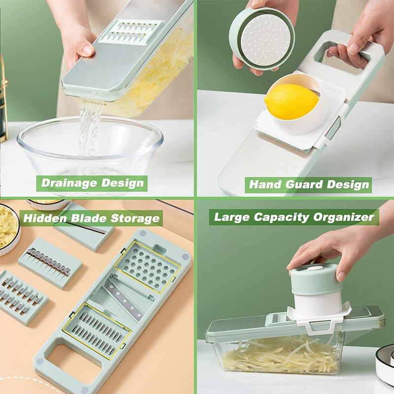 Vegetable Mandoline Slicer with Interchangeable Blades Julienne, Shredder, and More