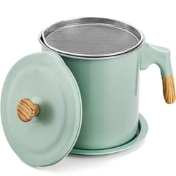 bacon grease container with strainer stainless steel oil filter pot for cooking oil storage