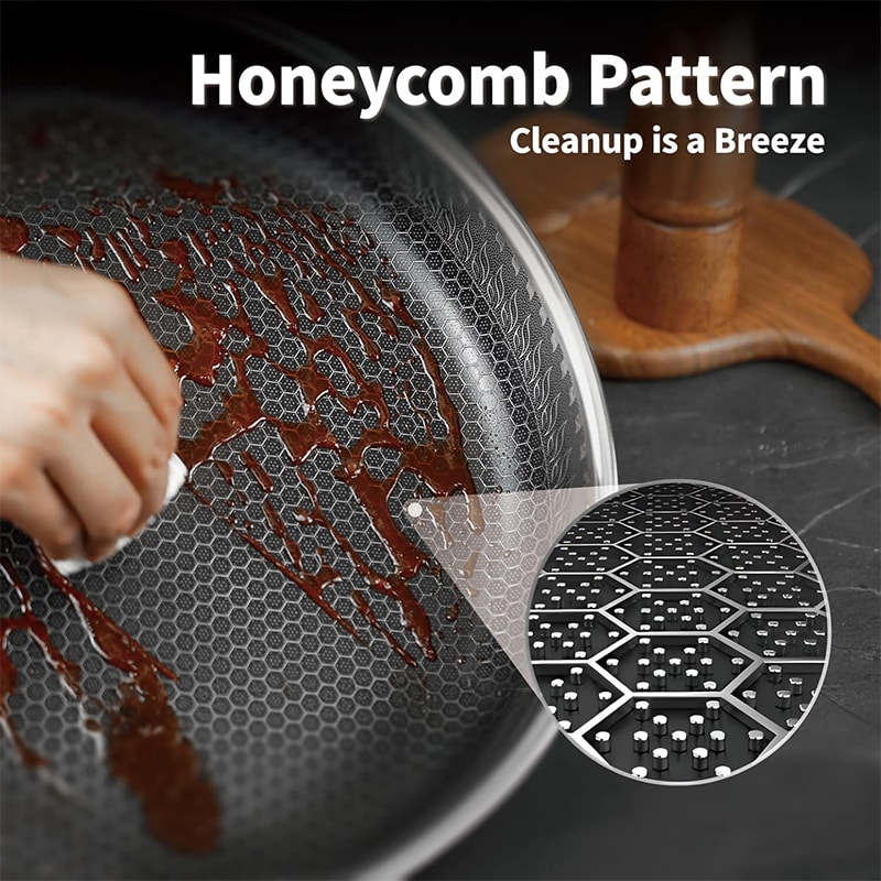 Nonstick Stainless Steel Skillet Frying Pan With Cooling Handle Ideal For StirFrying Toasting Roast 4