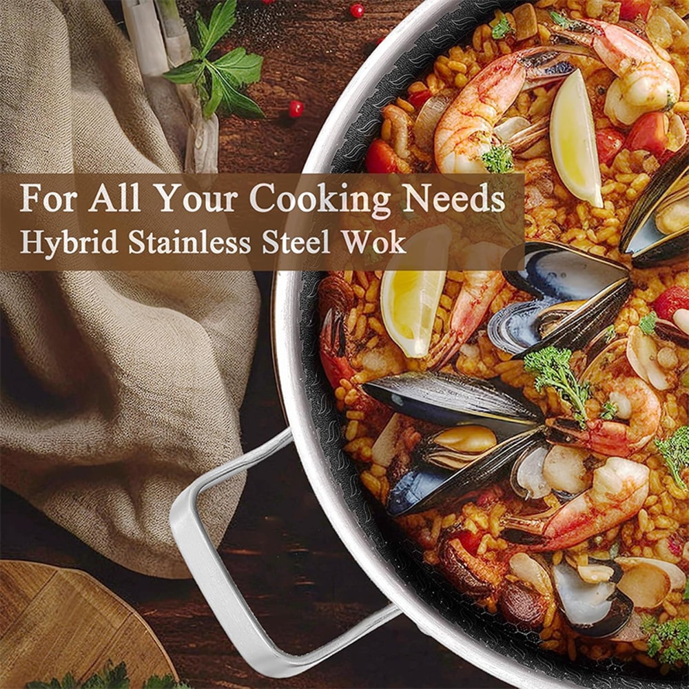 Nonstick Stainless Steel Skillet Frying Pan With Cooling Handle Ideal For StirFrying Toasting Roast 5