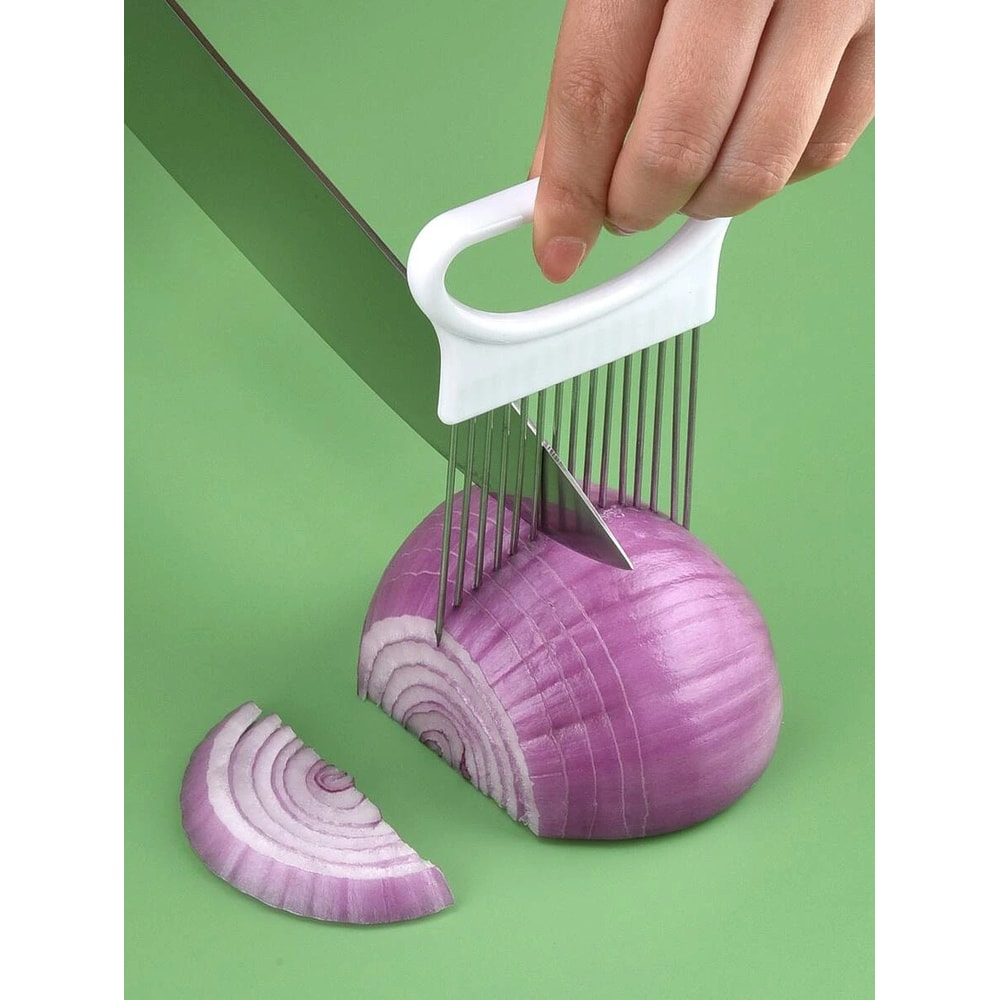Effortlessly Slice Onions With This Colorful Stainless Steel Onion Slicer And Potato Chip Holder 0