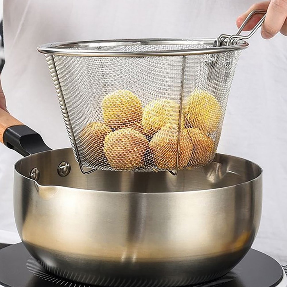 Stainless Steel French Fry Strainer Basket Deep Fryer Mesh Colander With Handle For Home Kitchen 3