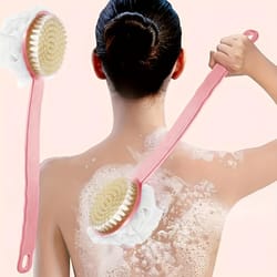 soft body scrubber shower exfoliating scrub with long handle exfoliating bath brush for skin massage & cleansing