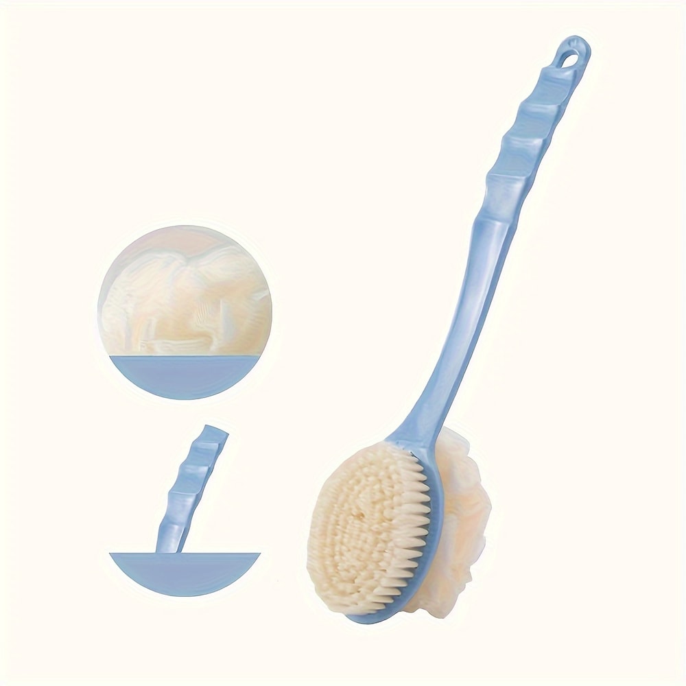Soft Body Scrubber Shower Exfoliating Scrub with Long Handle Exfoliating Bath Brush for Skin Massage & Cleansing